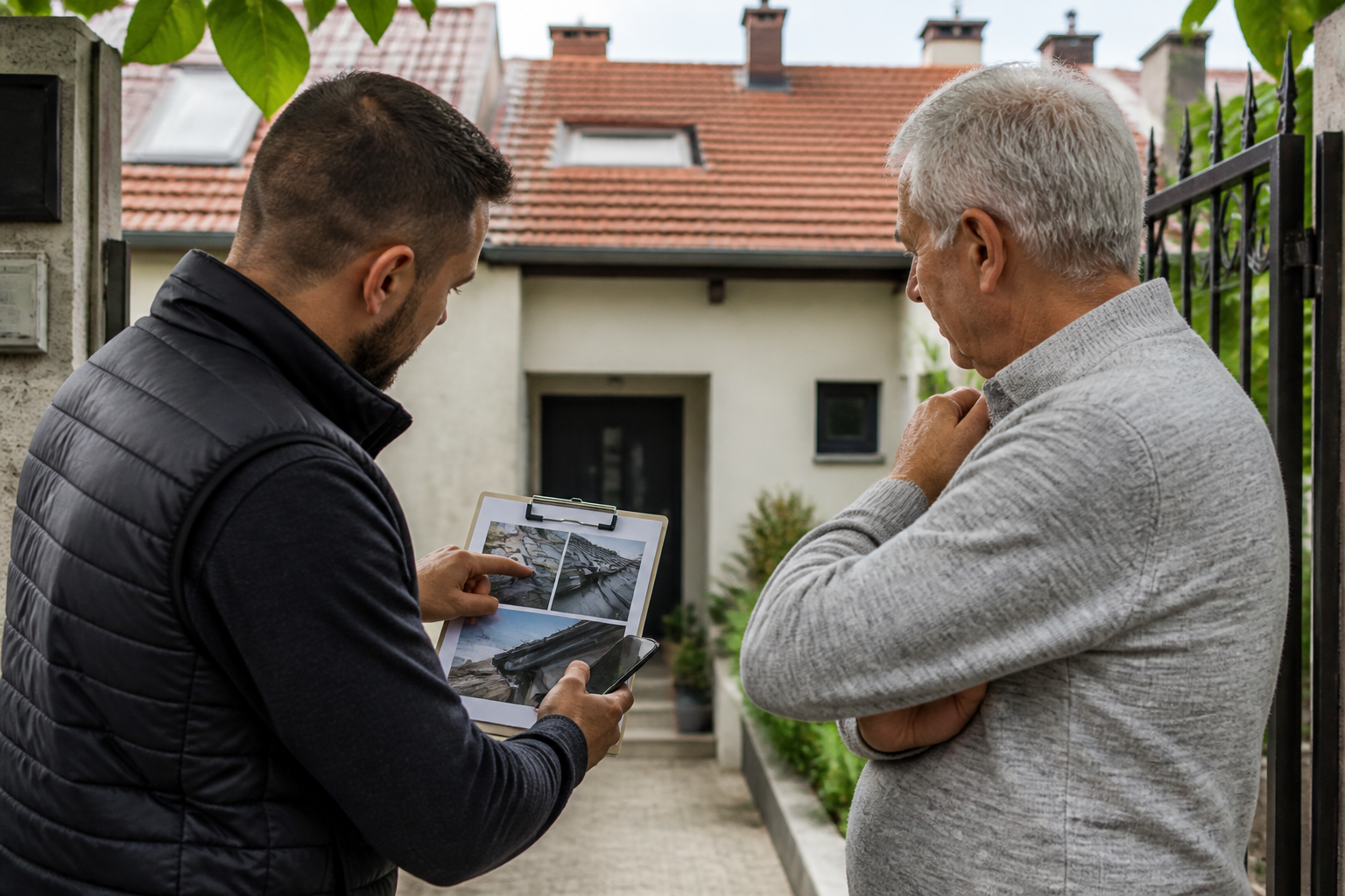 Pregled fotografija krova pre dogovora o radovima